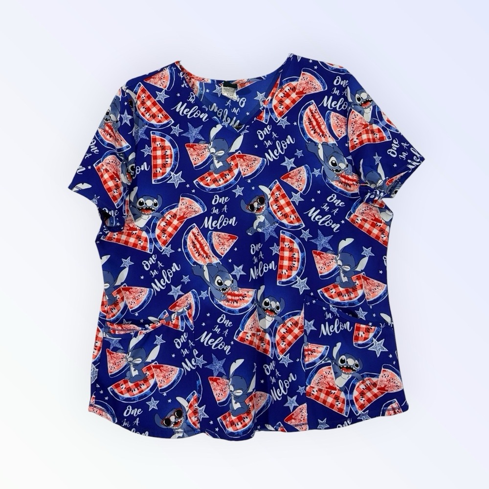 Disney Lilo and Stitch Scrub Top Shirt‎ XL Summer LIGHTWEIGHT